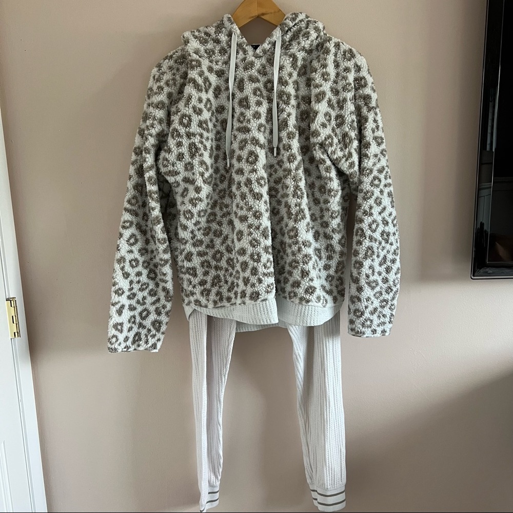 Leopard Print Hooded Pajama Set
